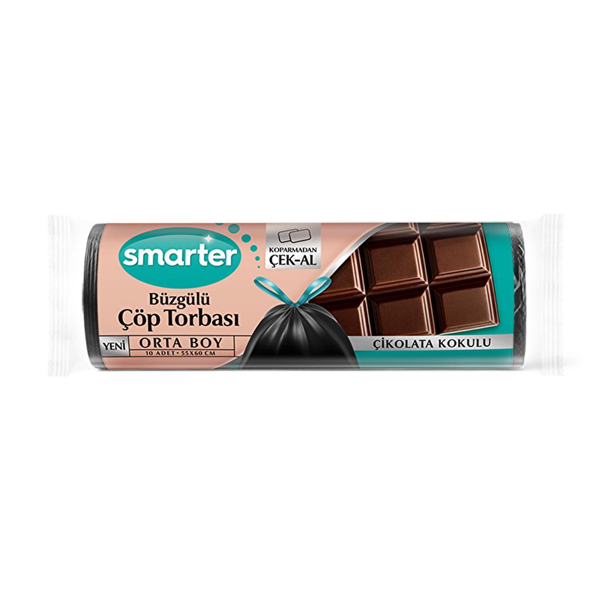 Smarter Chocolate Scented Garbage Bags - Medium Size Drawstring Trash Bags for Odor Control & Easy Disposal
