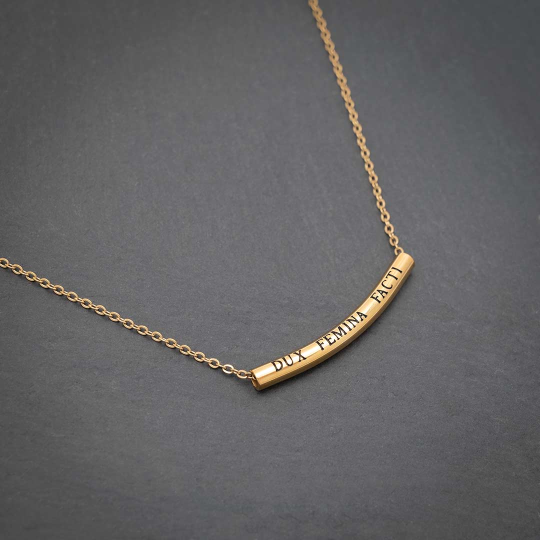 Princess Awesome & Boy Wonder Virgil's Aeneid "Dux Femina Facti" Necklace — main product shot
