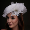 White Bridal Hat with Sculpted Flower – Bridal Port
