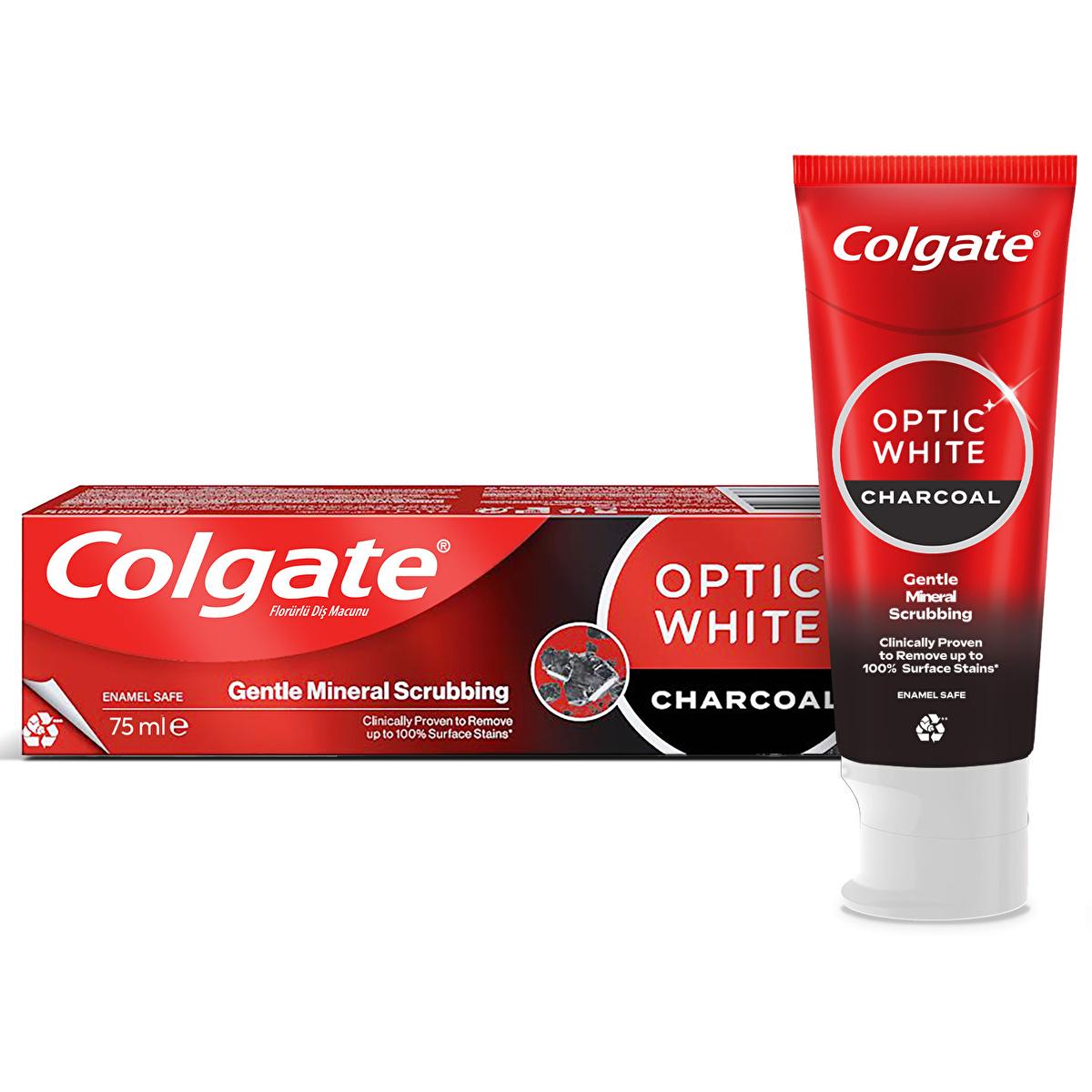 Colgate Optic White Charcoal Whitening Toothpaste: Remove Stains, Enamel Safe, Fresh Breath - For a Brighter, Whiter Smile.