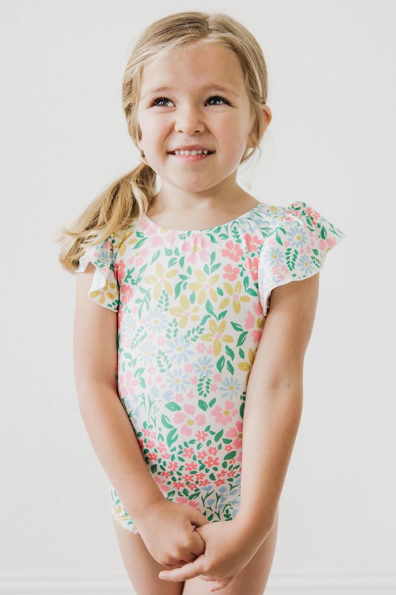 Mila & Rose ® Daffodils S/S Flutter Sleeve Leotard — back view