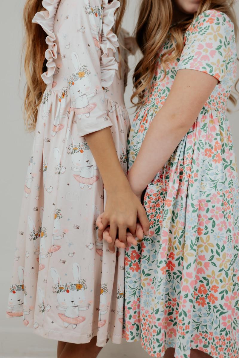 Mila & Rose ® Daffodils S/S Pocket Twirl Dress — back view