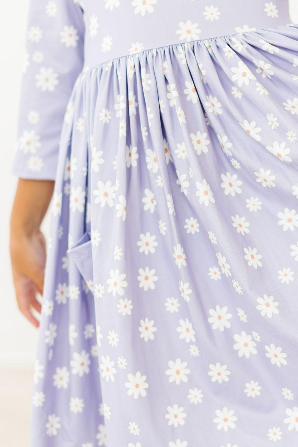 Mila & Rose ® Dainty Daisies 3/4 Sleeve Pocket Twirl Dress — side view