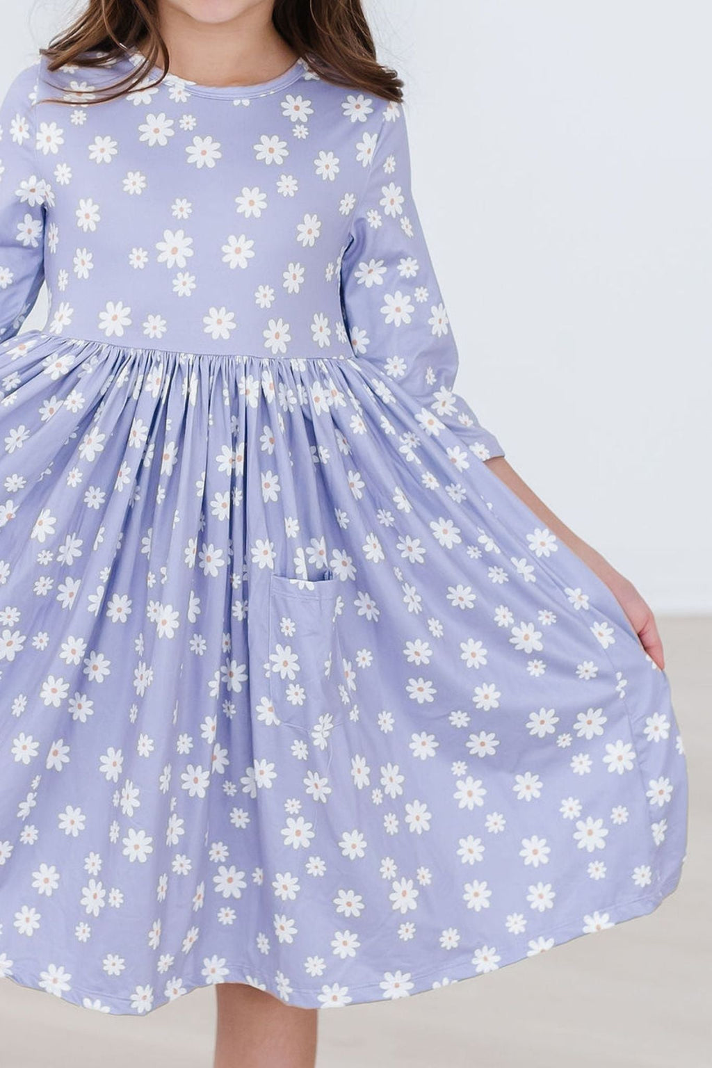 Mila & Rose ® Dainty Daisies 3/4 Sleeve Pocket Twirl Dress — main product shot