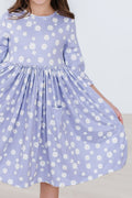 Mila & Rose ® Dainty Daisies 3/4 Sleeve Pocket Twirl Dress — main product shot
