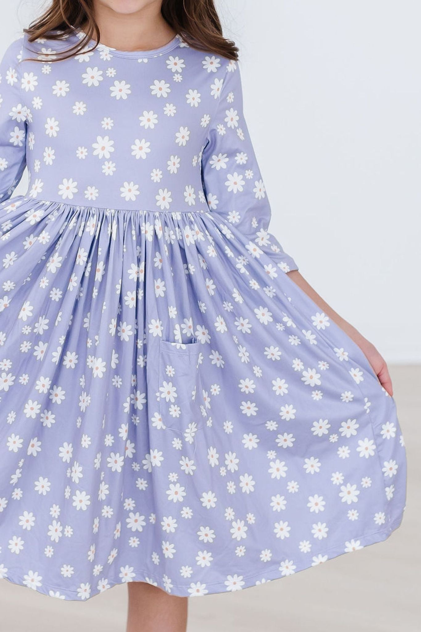 Mila & Rose ® Dainty Daisies 3/4 Sleeve Pocket Twirl Dress — main product shot