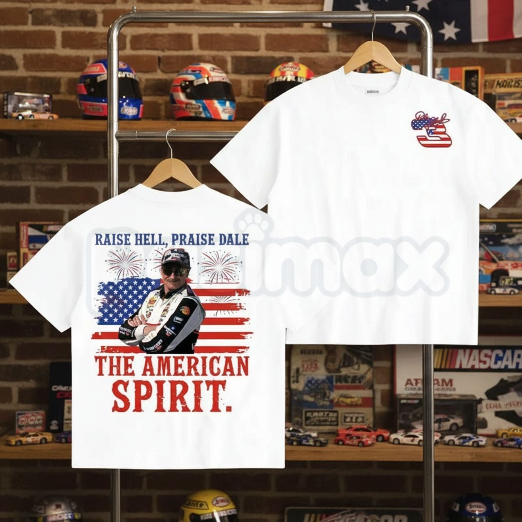 Dale Earnhardt #3 "Raise Hell, Praise Dale" T-Shirt – 2-Sided American Spirit Racing Tee, Premium 100% Cotton 4th of July Middle Finger Top, Soft Lived-In Heavyweight NASCAR Fan Shirt, Made in USA