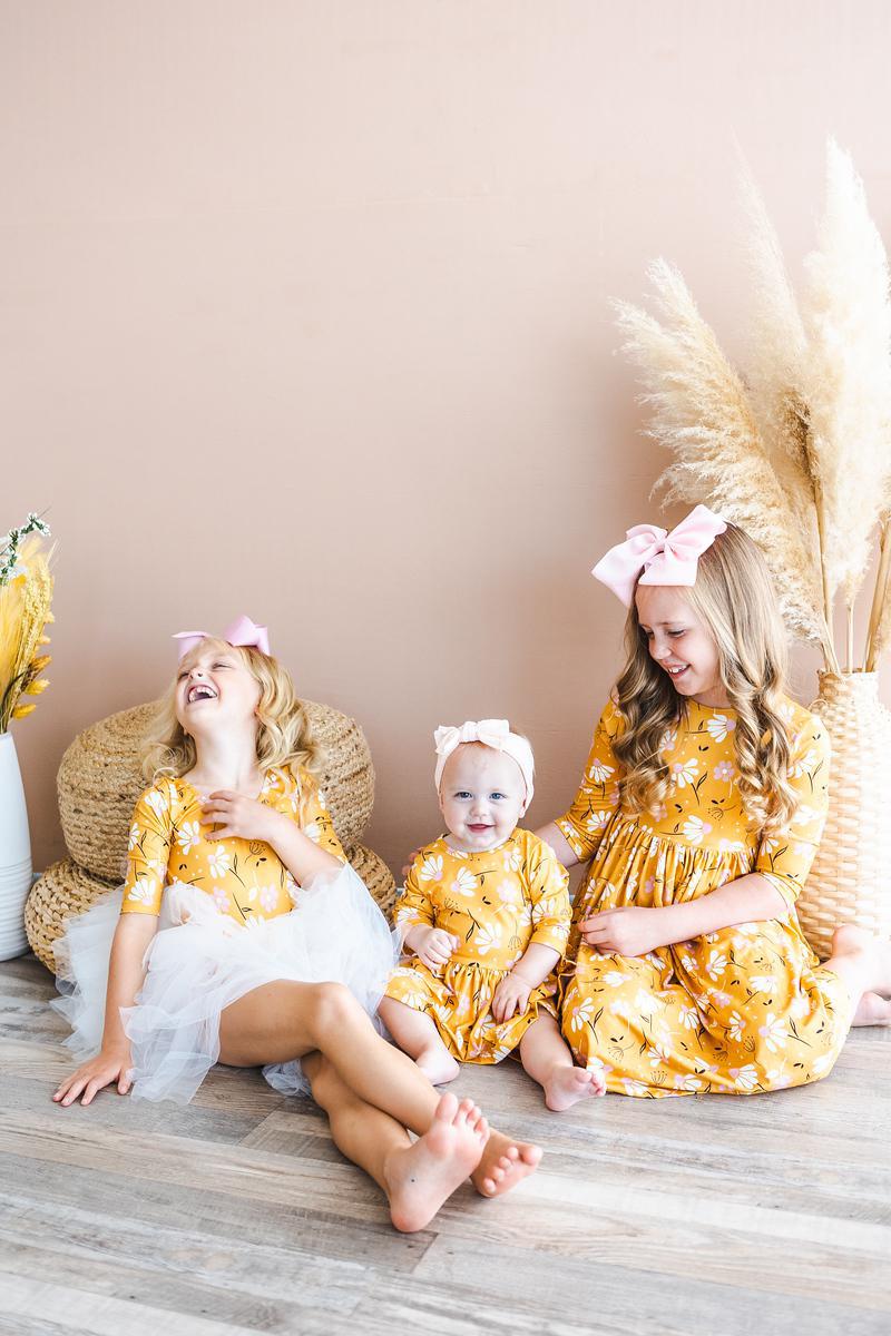 Mila & Rose ® Dandelions in Fall 3/4 Sleeve Pocket Twirl Dress — alternative angle