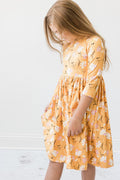 Mila & Rose ® Dandelions in Fall 3/4 Sleeve Pocket Twirl Dress — main product shot