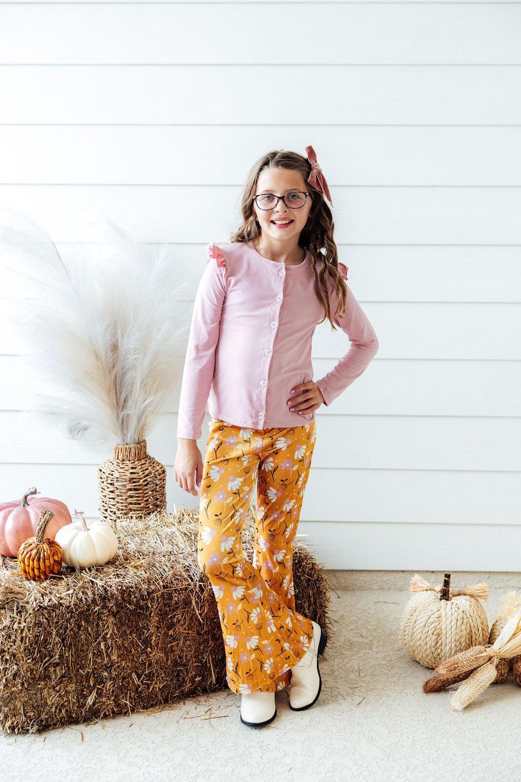Mila & Rose ® Dandelions in Fall Ribbed Velvet Bells — main product shot