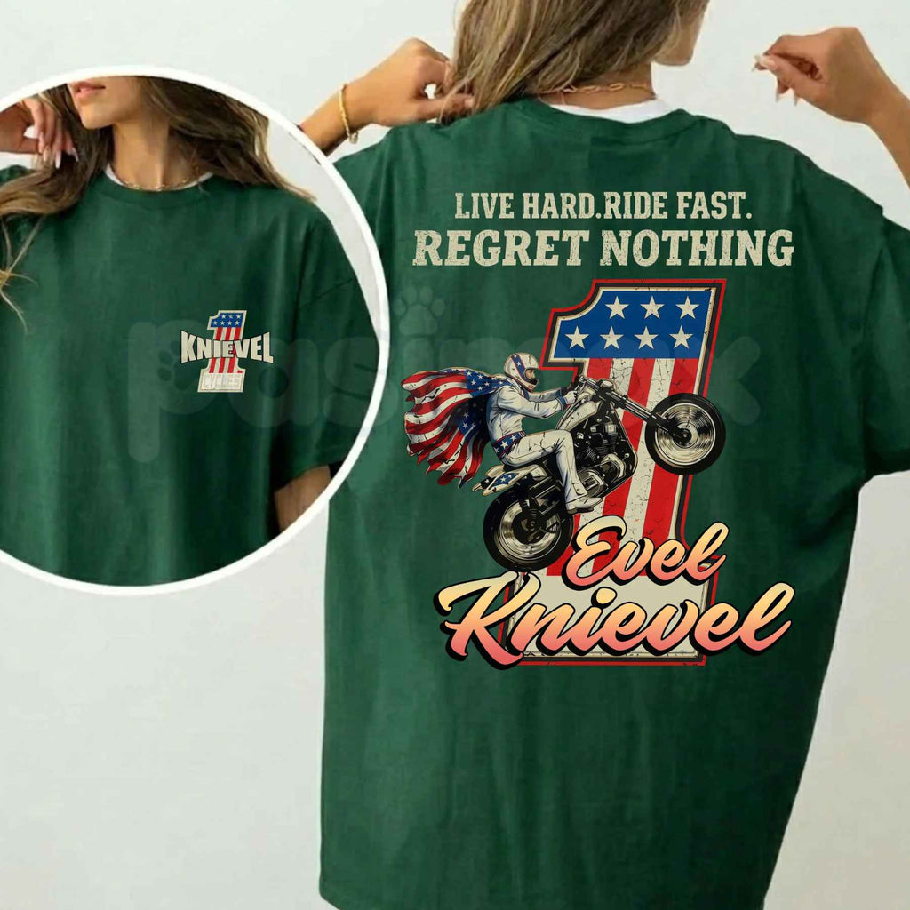 Daredevil Legend Evel Knievel Tee – Live Hard Ride Fast T-Shirt, American Rider Unisex Cotton Shirt, Cool Biker Gift