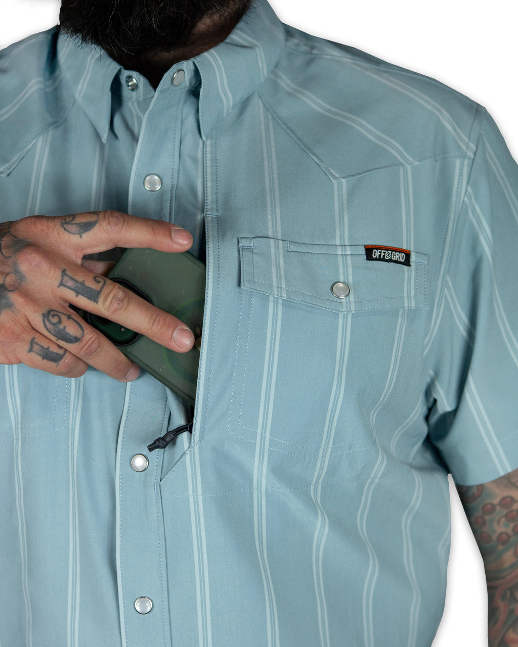 Off The Grid Surplus Daryll SS Shirt - Mid Blue — alternative angle