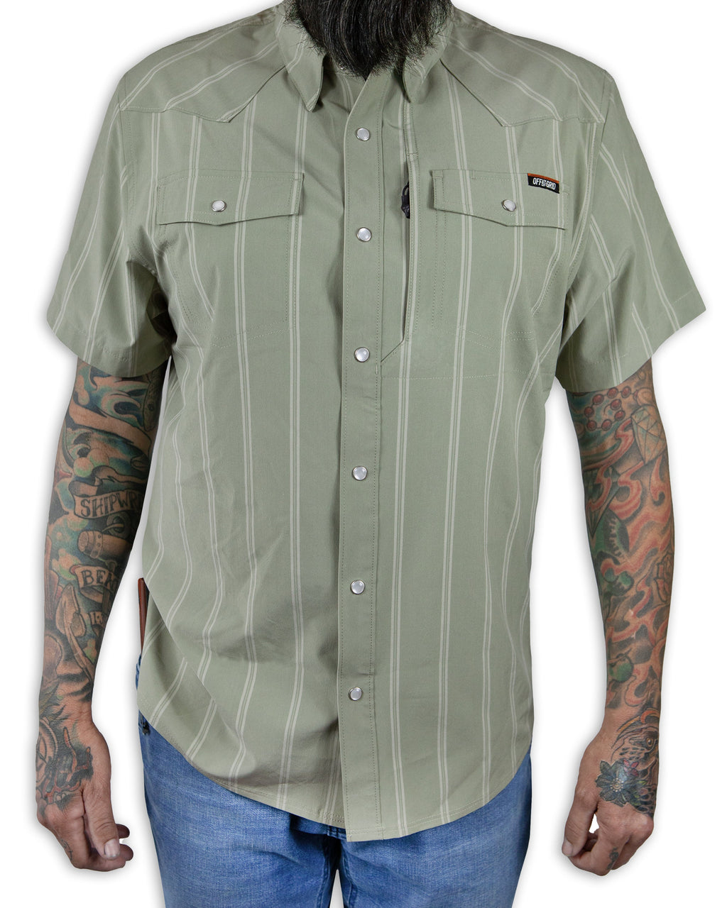 Off The Grid Surplus Daryll SS Shirt - Sage Green — lifestyle context
