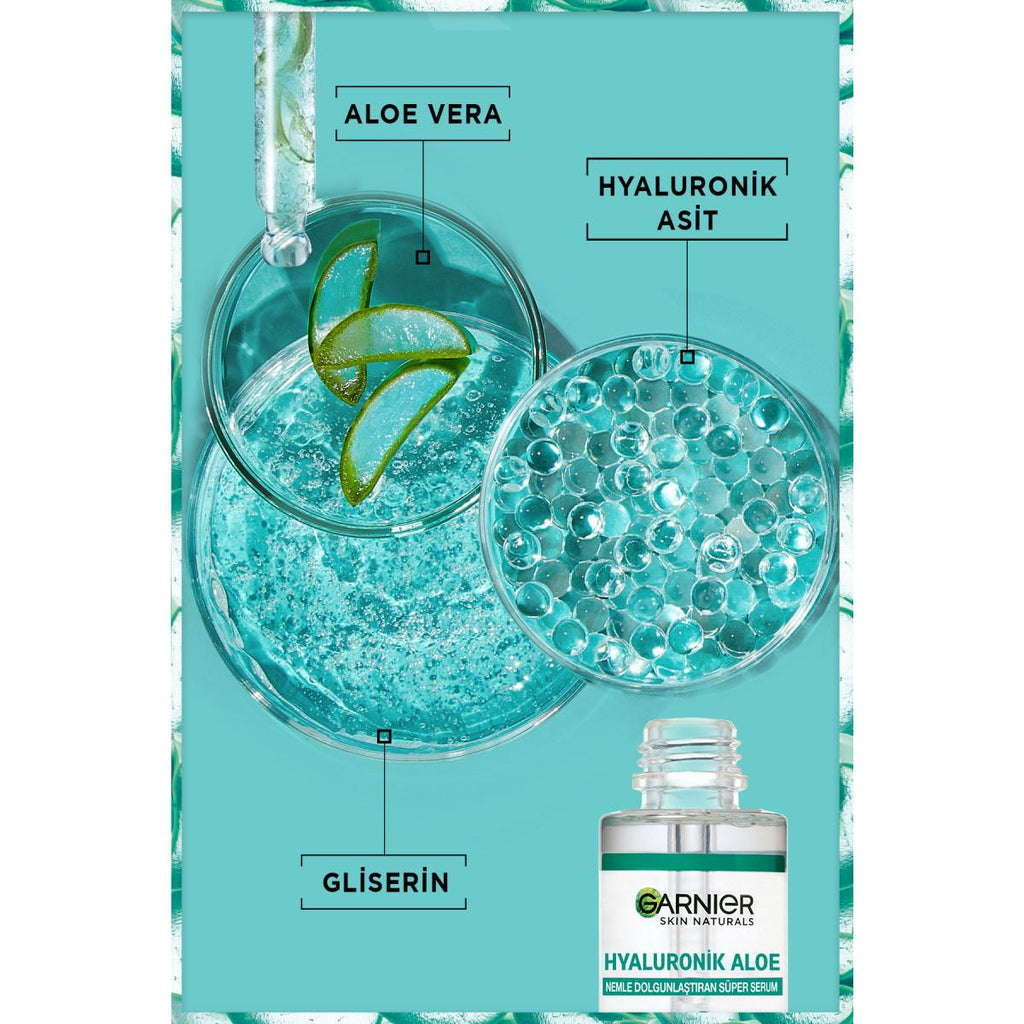 Garnier Hyaluronic Aloe Vera Hydrating Super Serum - Plump & Smooth Skin - Anti-Aging Facial Serum for All Skin Types