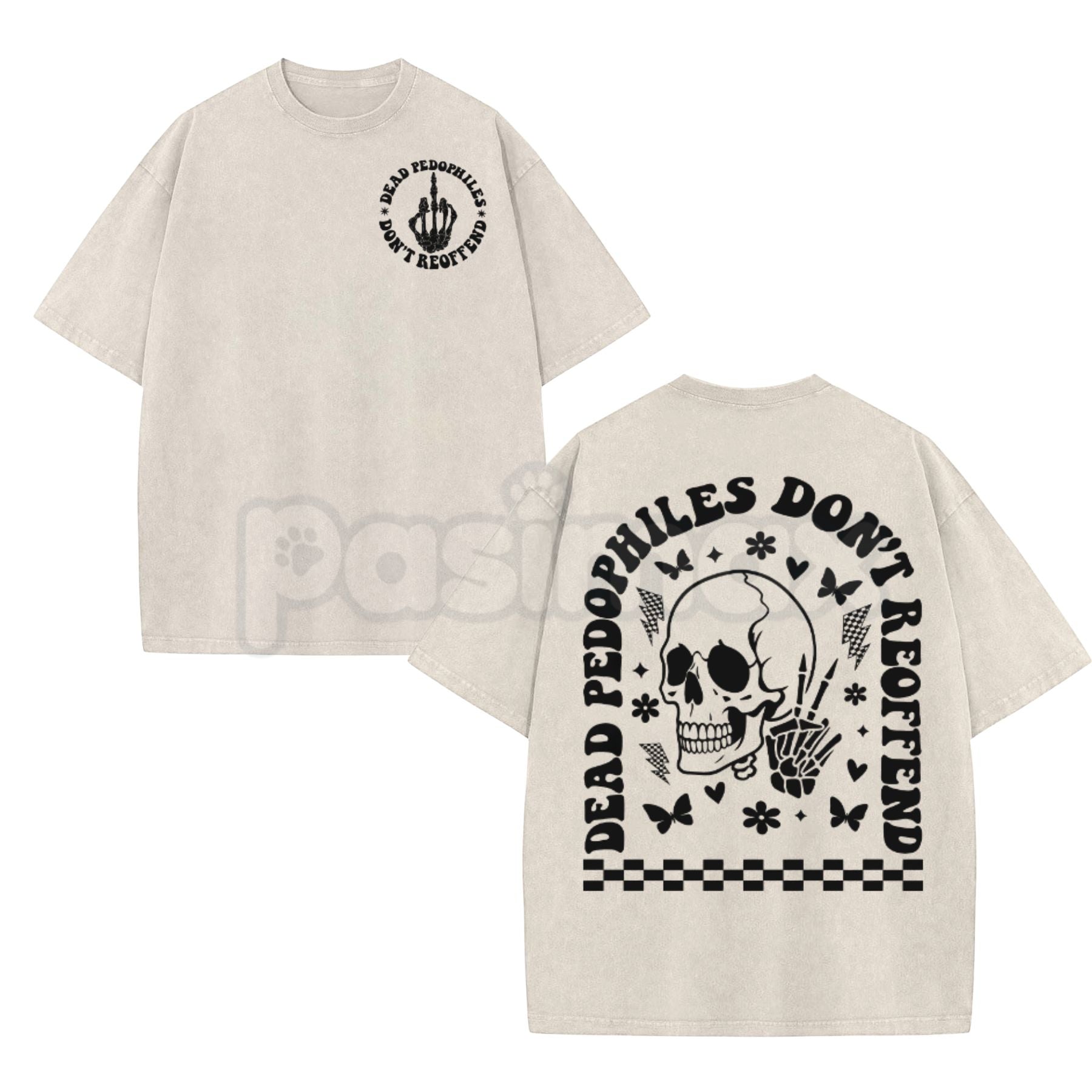 Pasimax Dead Pedophiles Don’t Reoffend Vintage Washed T-Shirt – Hardcore Justice Graphic Tee, Heavy Metal Style Activist Stre