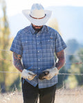 Off The Grid Surplus Deke SS Shirt - Dusty Royal — detail close-up