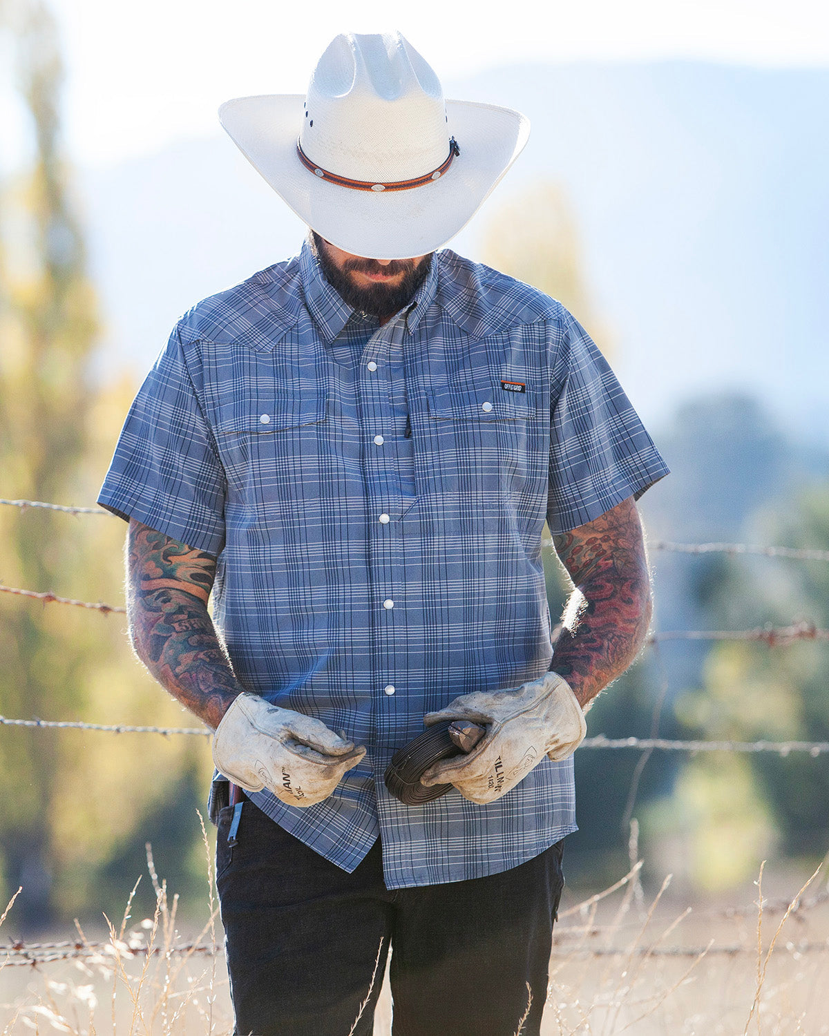 Off The Grid Surplus Deke SS Shirt - Dusty Royal — detail close-up