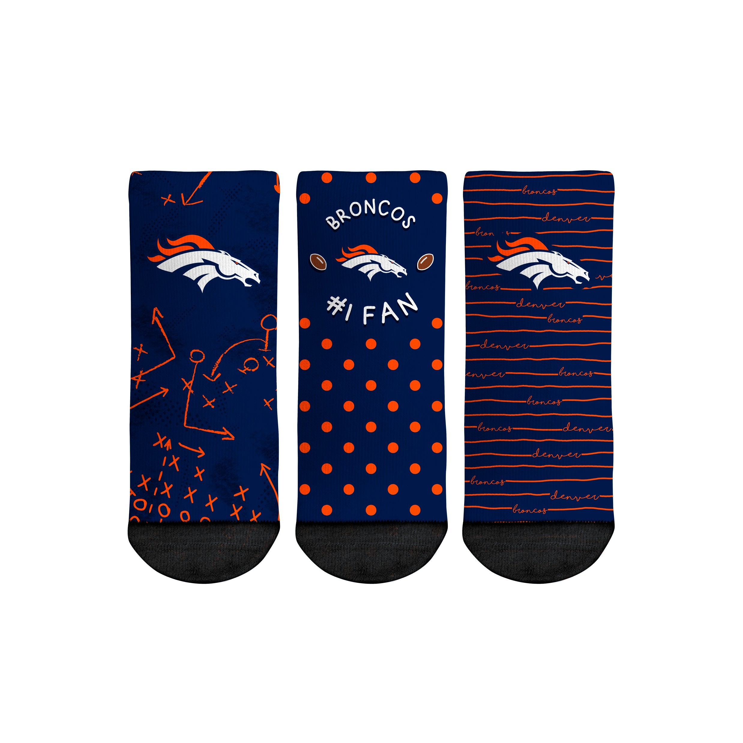 Rock 'Em Socks Rock 'Em Socks Denver Broncos - Number 1 Fan 3-Pack (Toddler) — main product shot