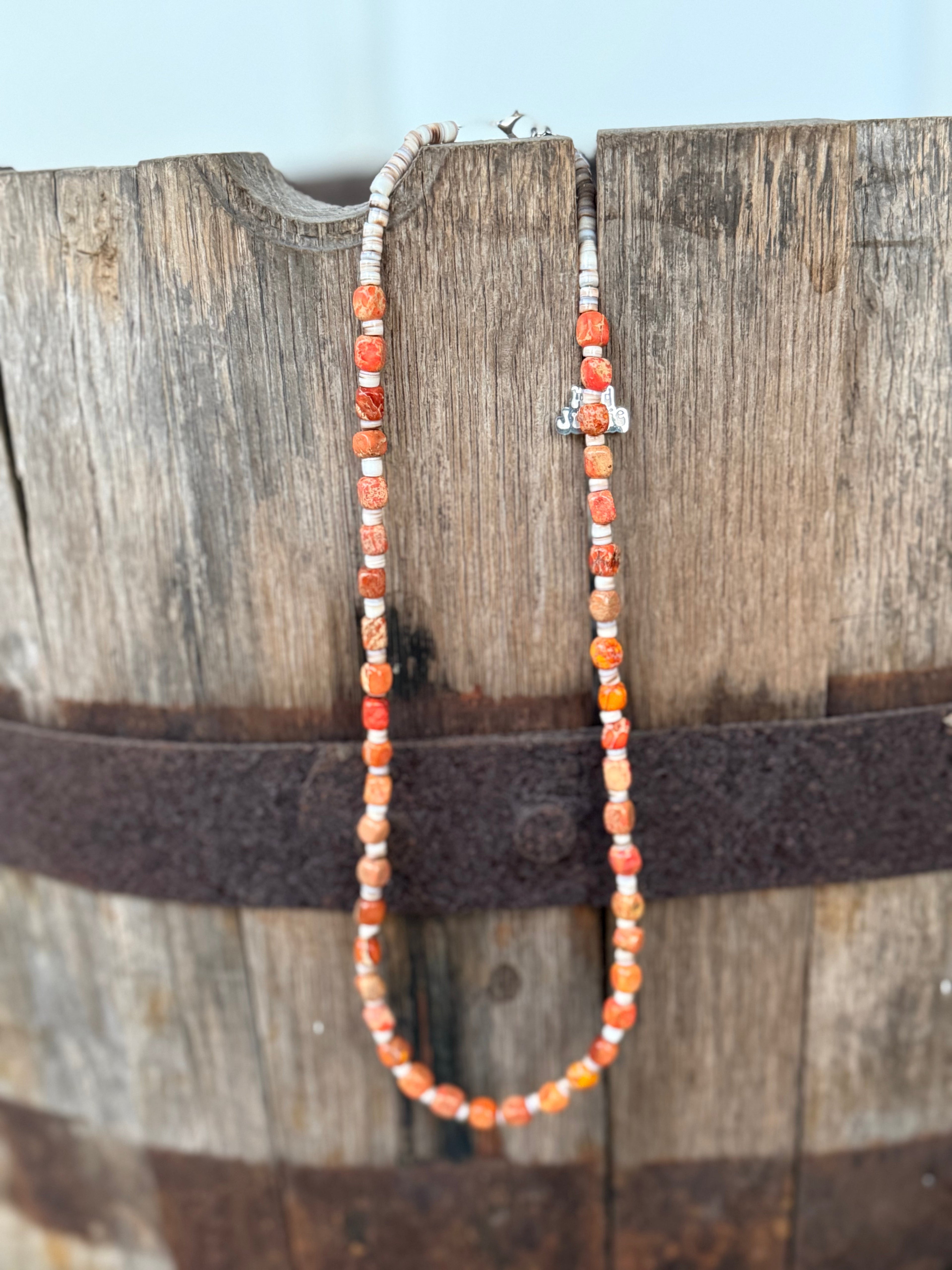 Wild Junkie Desert Ember Beaded Shell Necklace — main product shot