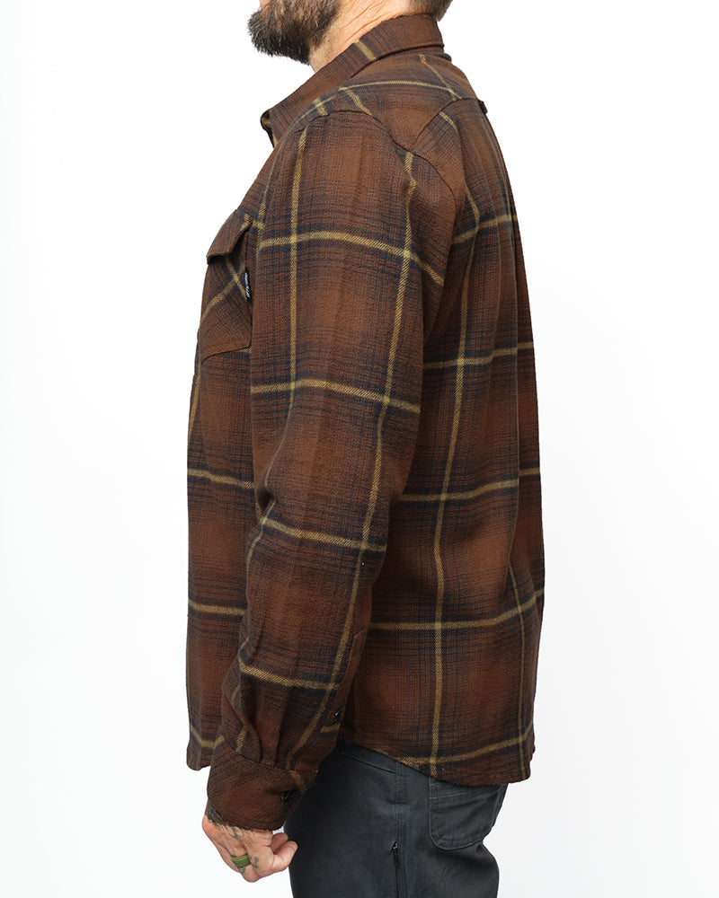 Off The Grid Surplus Destroyer Flannel - Burnt Brown — side view