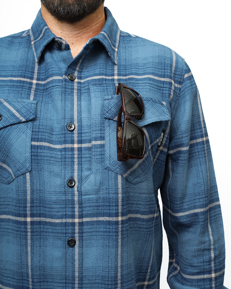 Off The Grid Surplus Destroyer Flannel - Pale Blue — size reference