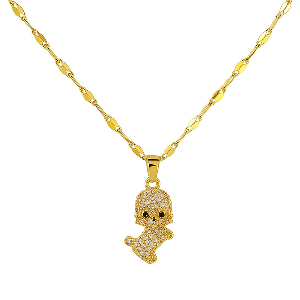 SORI STYLE Diamond Puppy Pendant Necklace — main product shot