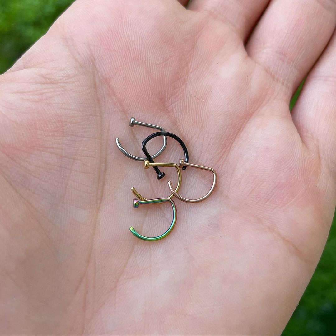 BodyCandy 20G 5/16 Implant Grade Titanium D Shape Nose Hoop — detail close-up