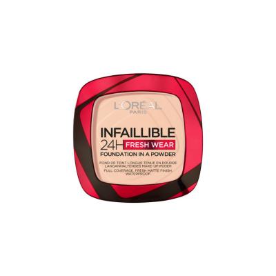 Loreal Paris Infaillible 24H Fresh Wear Powder Foundation - Long-Lasting Matte Finish Makeup for All Skin Types