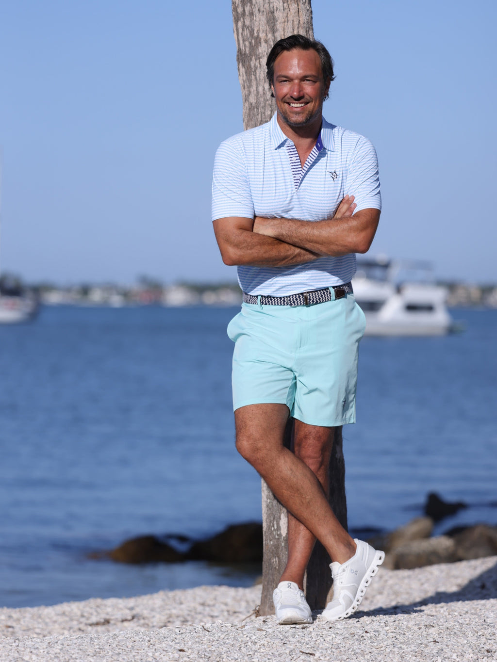 White Water Life Freeport Short Effortless Performance — White Water Life branding close-up