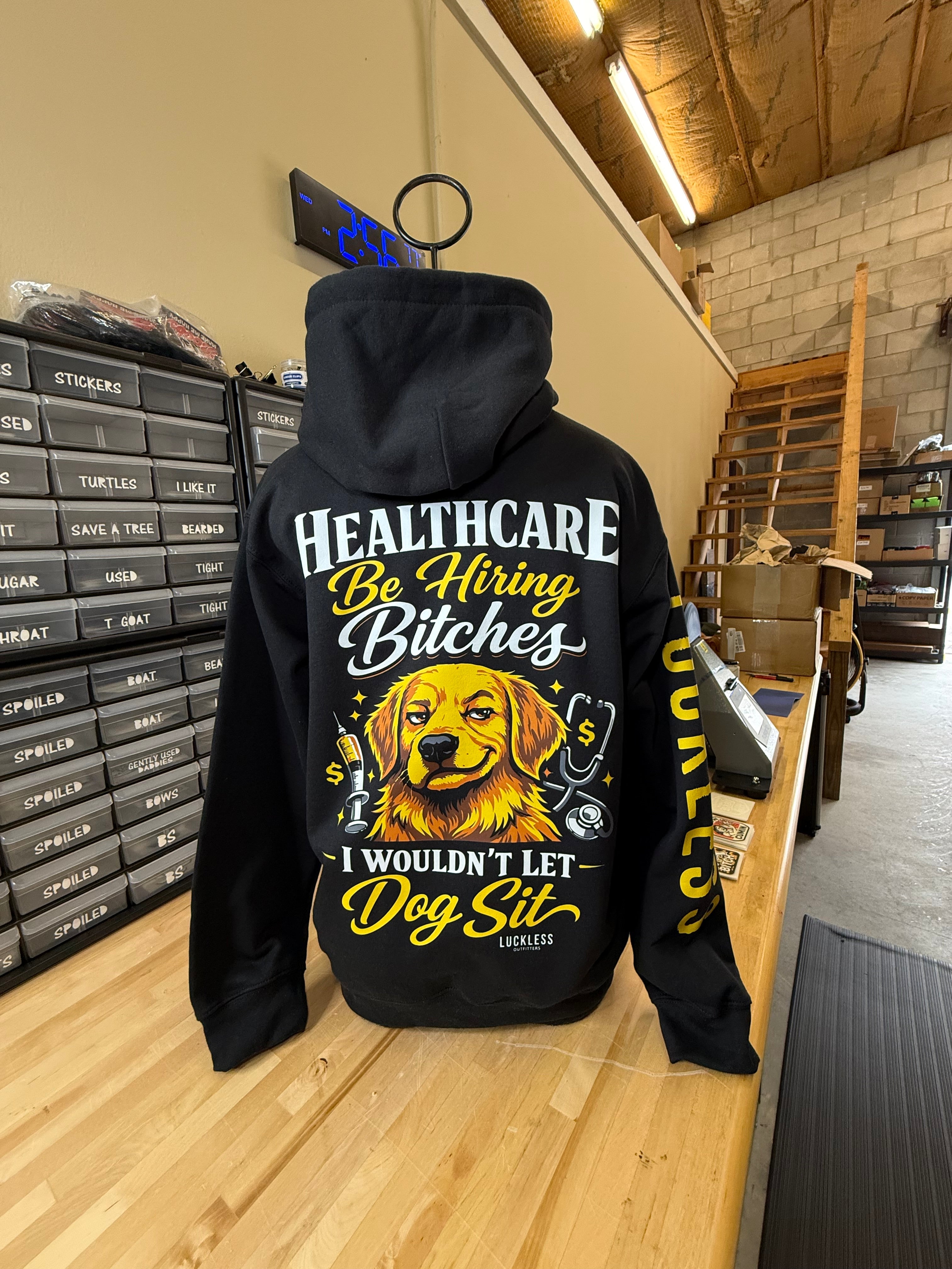 Luckless Outfitters Dog Sit Hoodie — lifestyle context