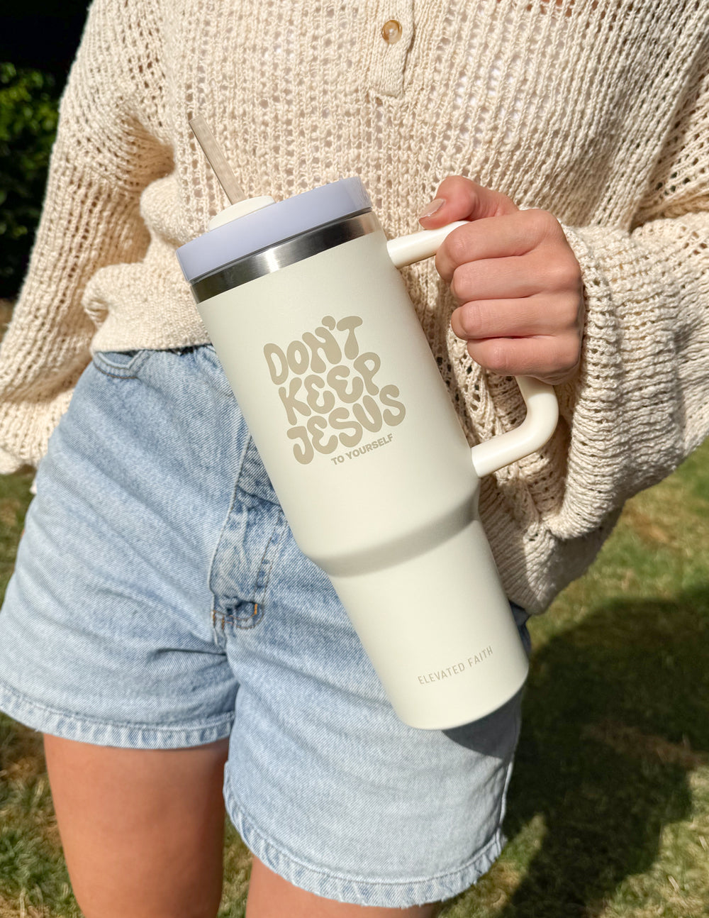 Elevated Faith Don't Keep Jesus to Yourself 40 oz Tumbler — detail close-up