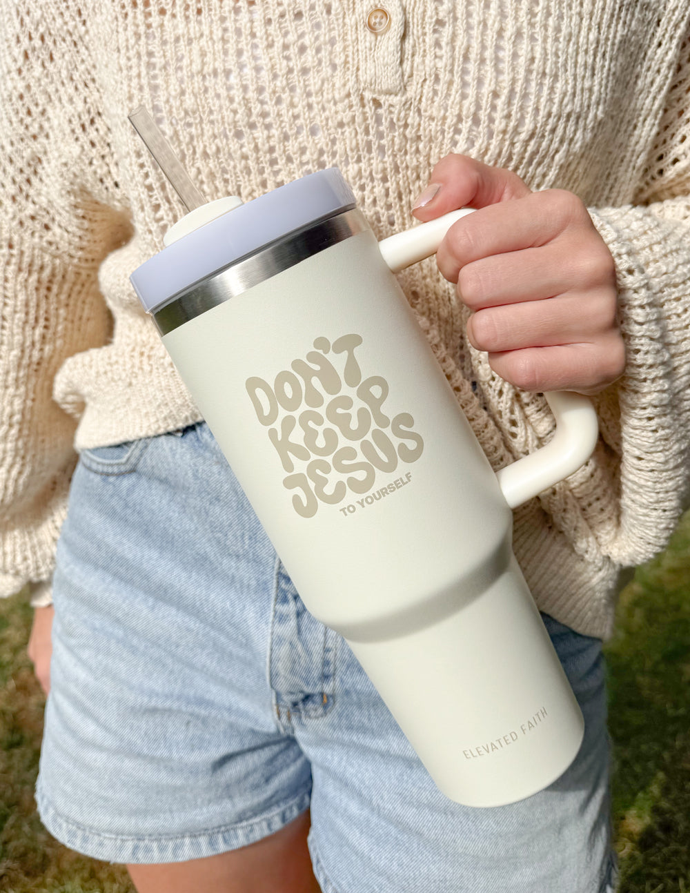 Elevated Faith Don't Keep Jesus to Yourself 40 oz Tumbler — lifestyle context