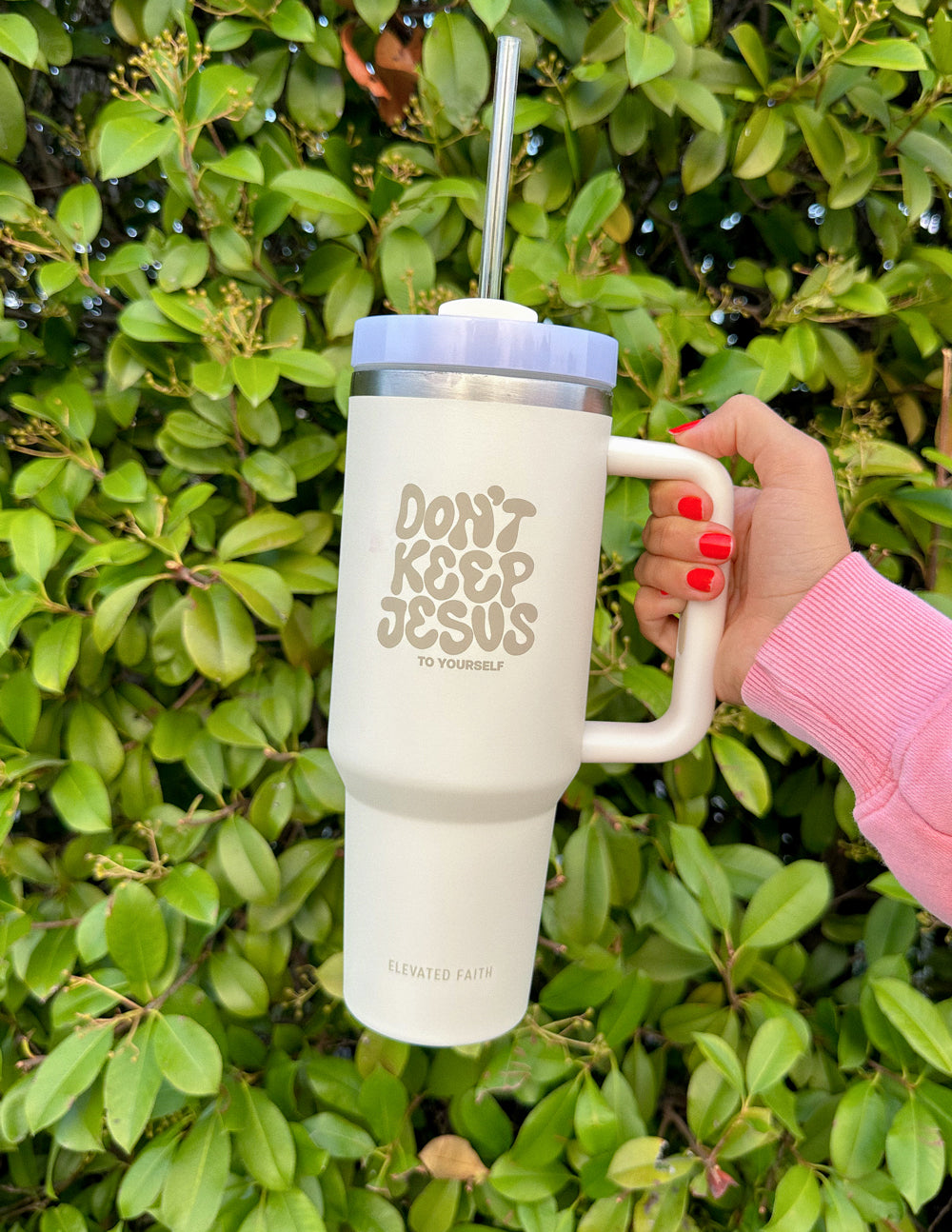 Elevated Faith Don't Keep Jesus to Yourself 40 oz Tumbler — back view