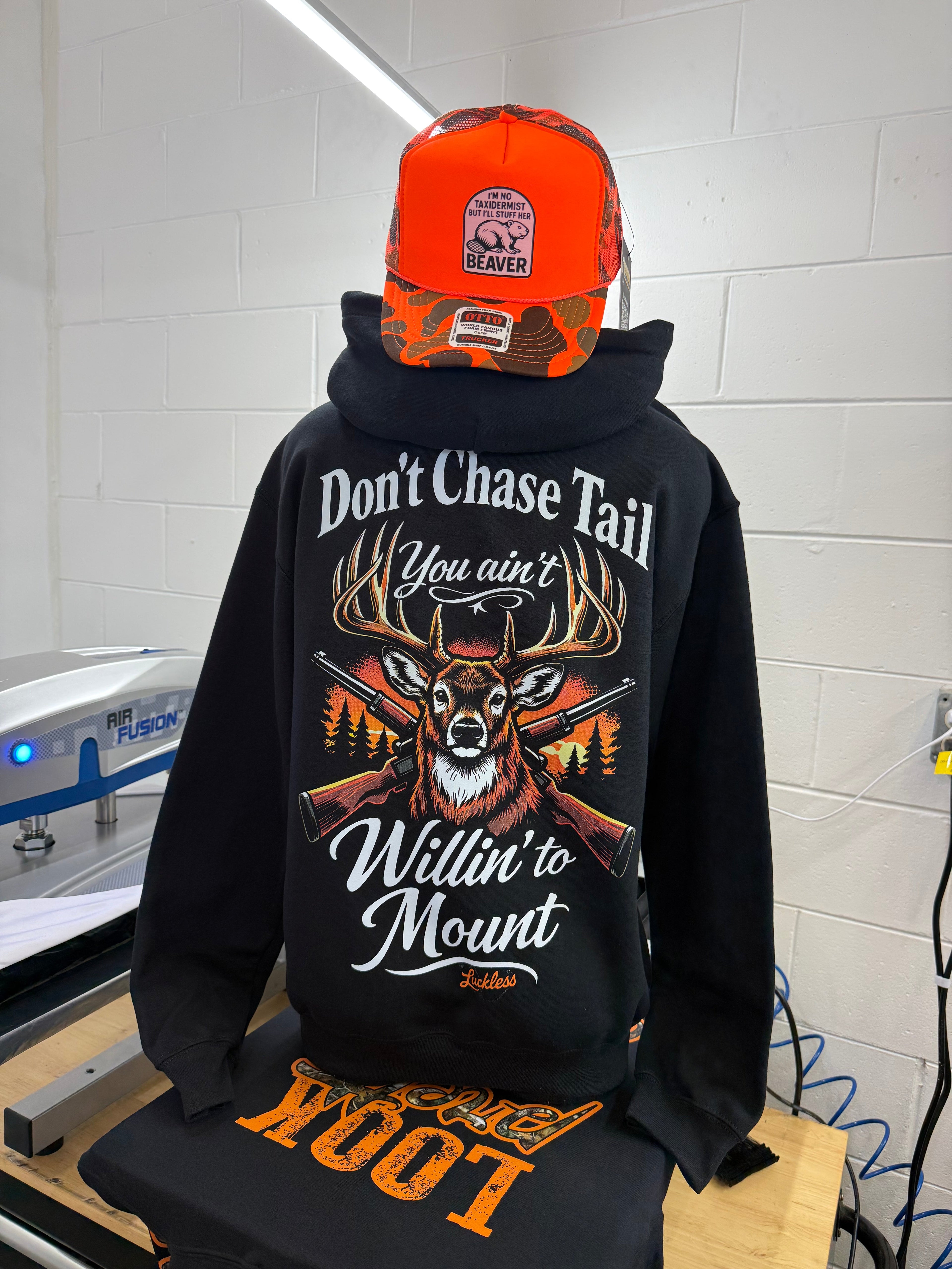 Luckless Outfitters Don't Chase Tail Hoodie — back view