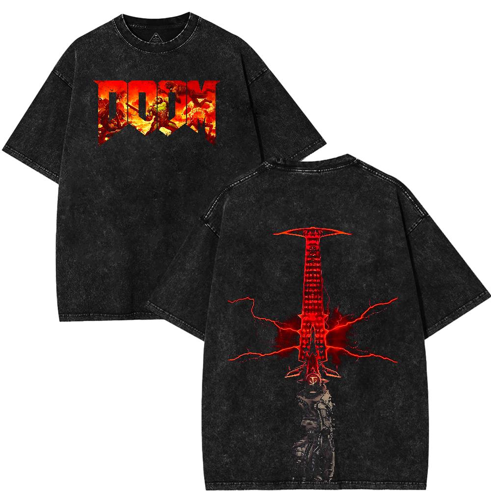 Doom Slayer Crucible Sword Shirt – Vintage Oversized Gamer Tee