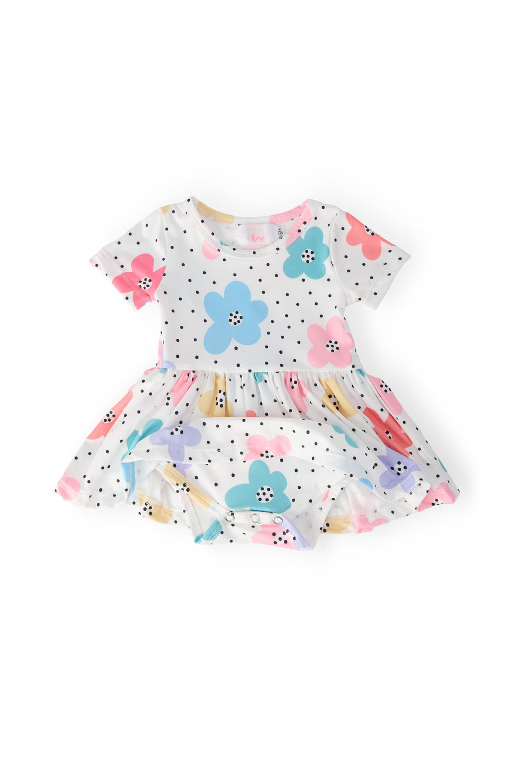 Mila & Rose ® Dots & Daisies S/S Twirl Bodysuit — detail close-up