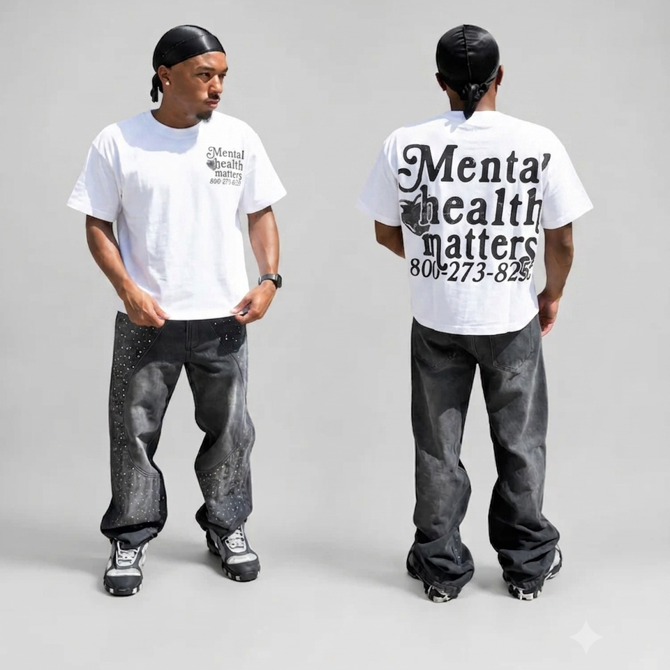 Double Mental Health Matters Tee – Front and Back Print Mindful Affirmation Unisex Graphic T-Shirt