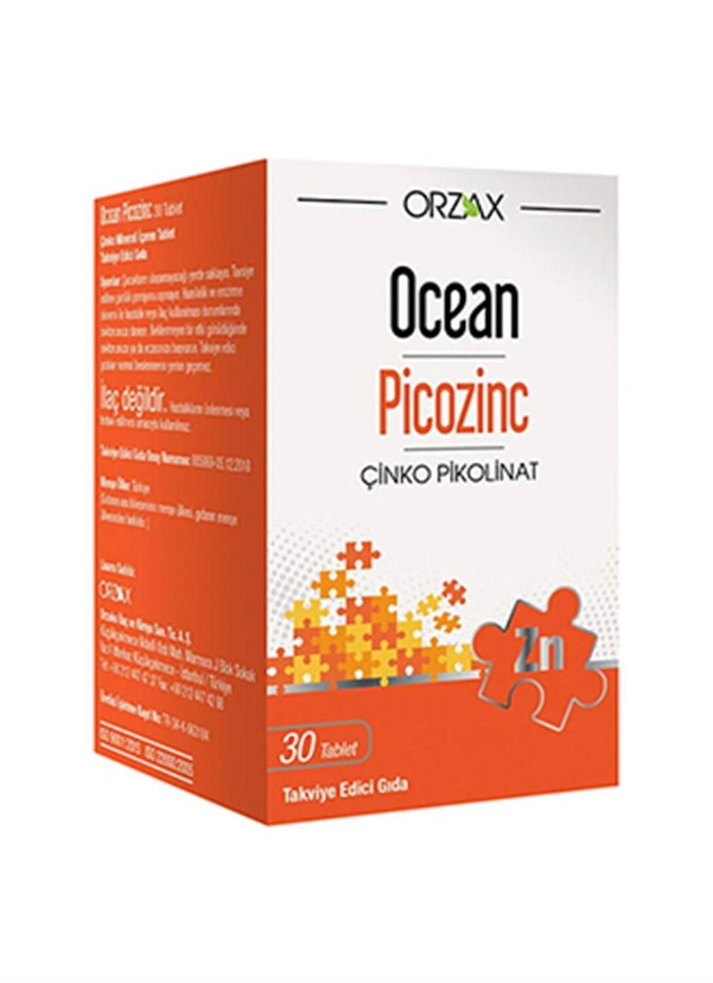 Ocean Picozinc Zinc Supplement Tablets - 30 Count, 15mg Zinc per Tablet for Immune System Support