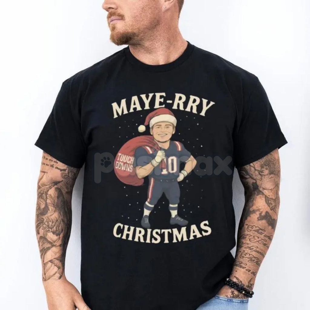 Pasimax Drake Maye New England Christmas T-Shirt - Patriots Unisex XMAS Gift, New England Football Tee, Casual NFL Fan Merch 