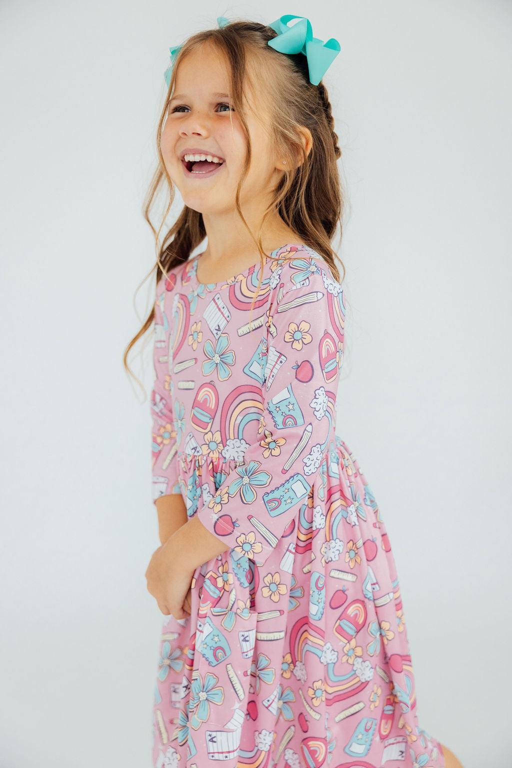 Mila & Rose ® Dream Big Little One 3/4 Pocket Twirl Dress — detail close-up