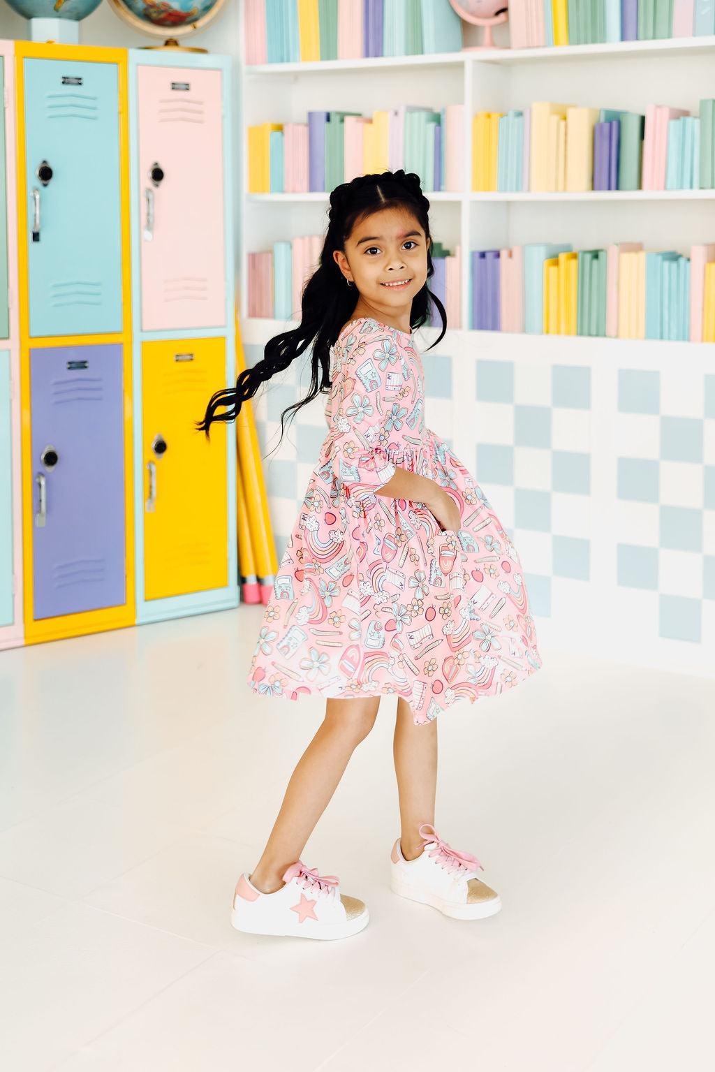 Mila & Rose ® Dream Big Little One 3/4 Pocket Twirl Dress — lifestyle context