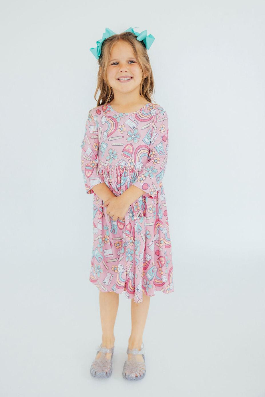 Mila & Rose ® Dream Big Little One 3/4 Pocket Twirl Dress — alternative angle