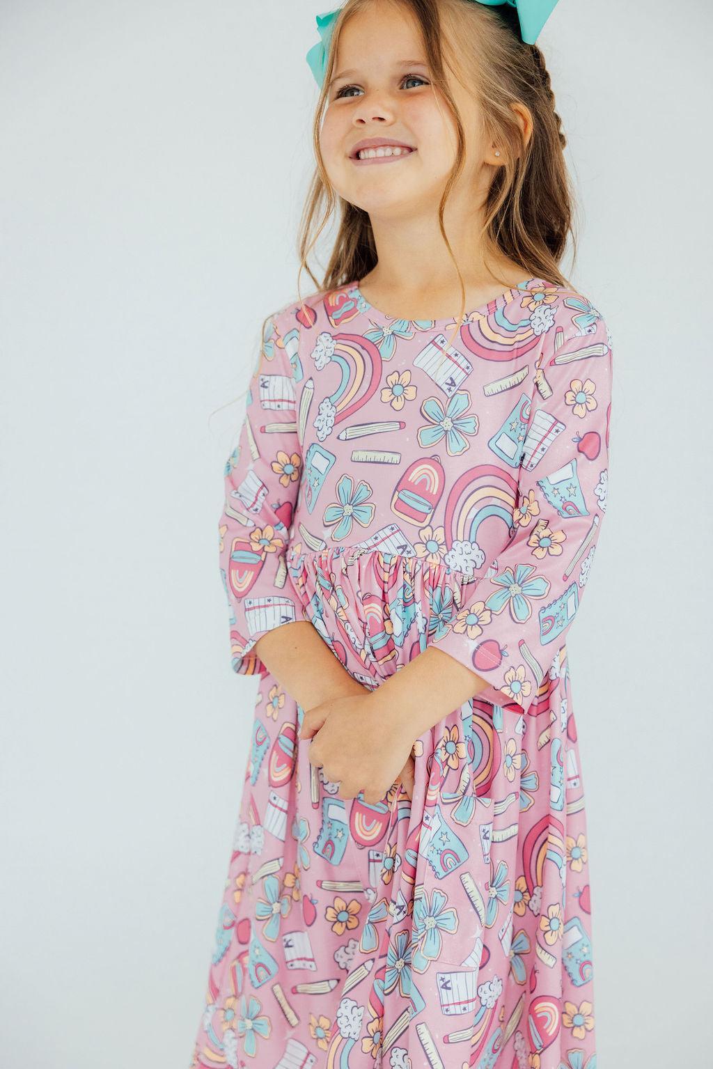 Mila & Rose ® Dream Big Little One 3/4 Pocket Twirl Dress — size reference