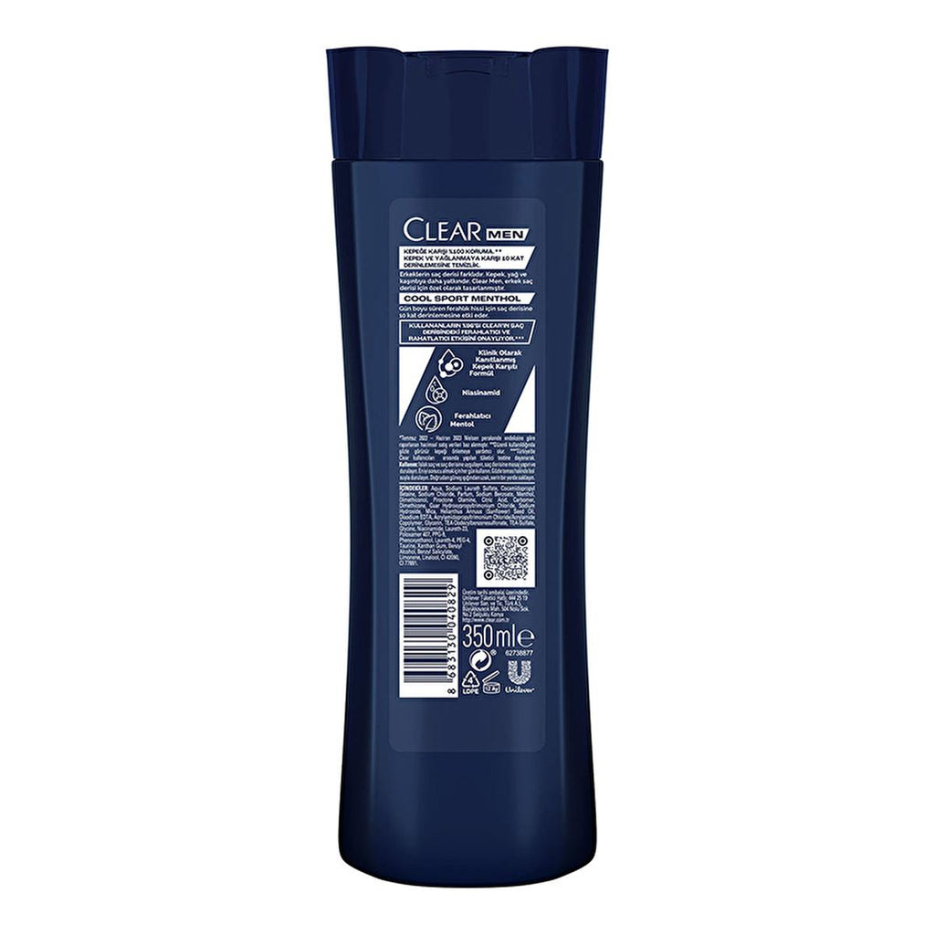 Clear Men Cool Sport Menthol Anti-Dandruff Shampoo - Itch Relief, Oily Scalp Control, Refreshing Menthol - 11.83 fl oz
