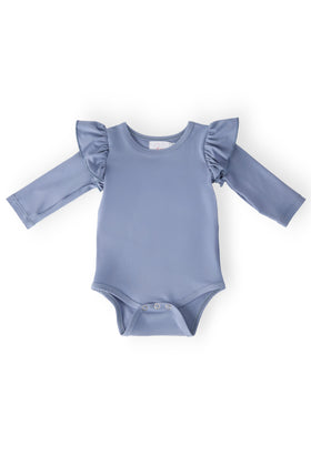 Dusty Blue L/S Flutter Bodysuit