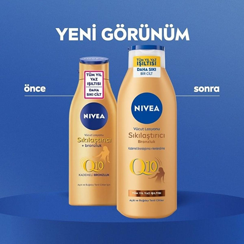 Nivea Nivea Q10 Firming & Tanning Body Lotion - Moisturizing, Sunless Tan, Firming Body Care for Fair to Medium Skin Tones