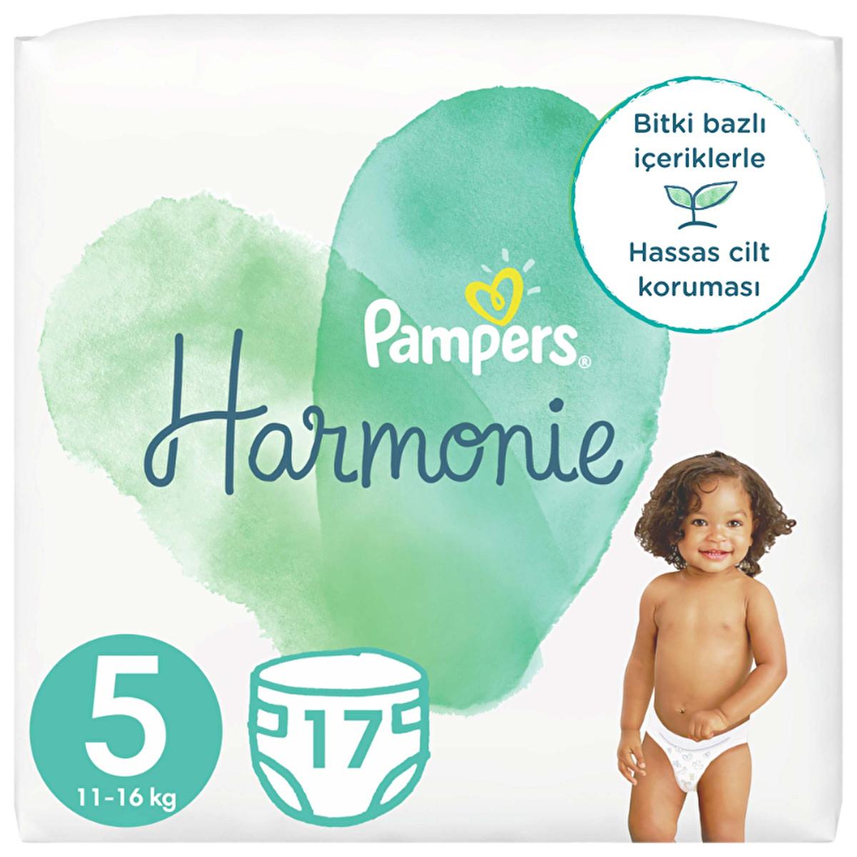 Prima Harmonie Baby Diapers Size 5, 17 Count - Hypoallergenic, Eco-Friendly, Premium Cotton Diapers for Sensitive Skin