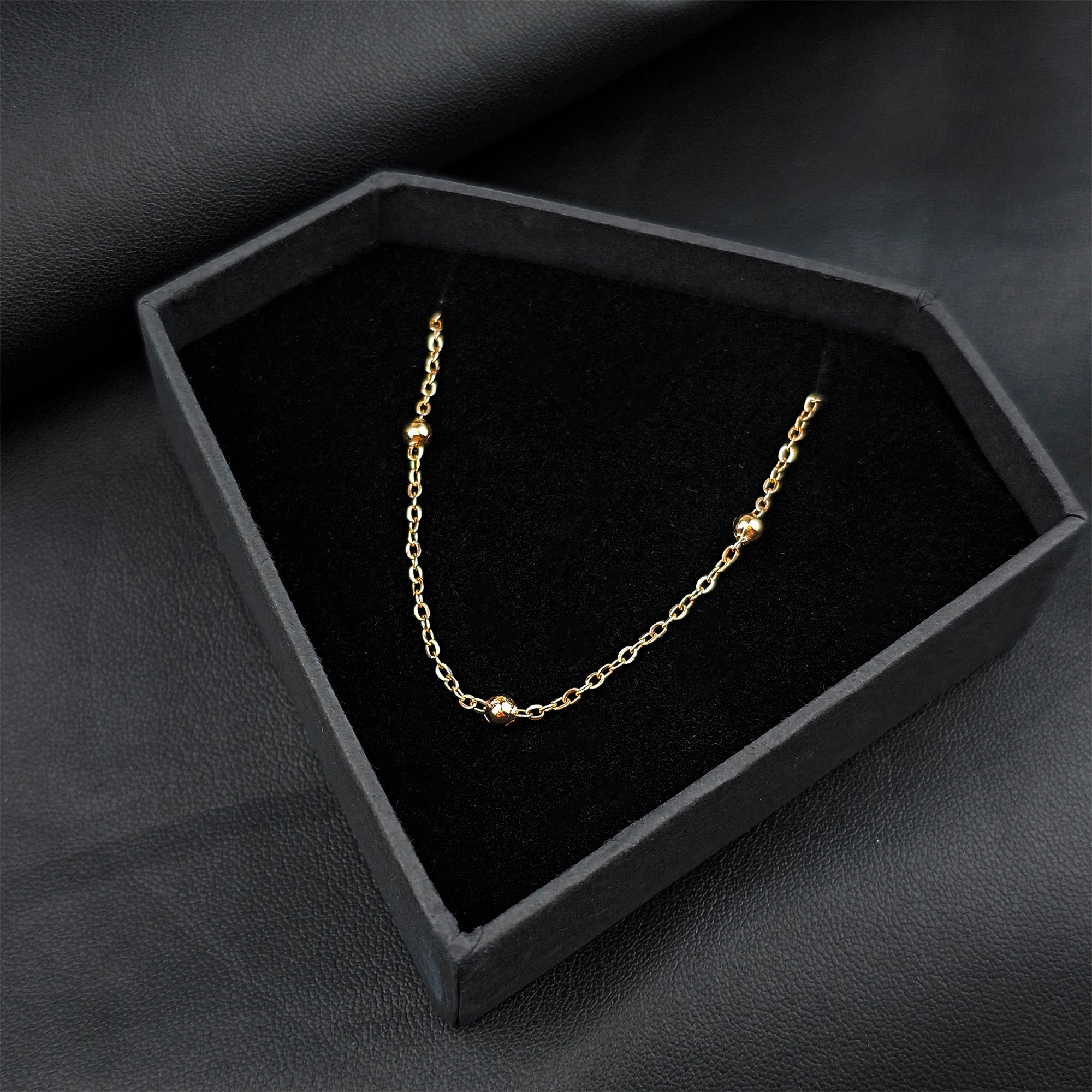 BodyCandy Stainless Steel Ball Rose Gold Tone PVD Station Necklace Satellite Chain Layering Necklace — main product shot