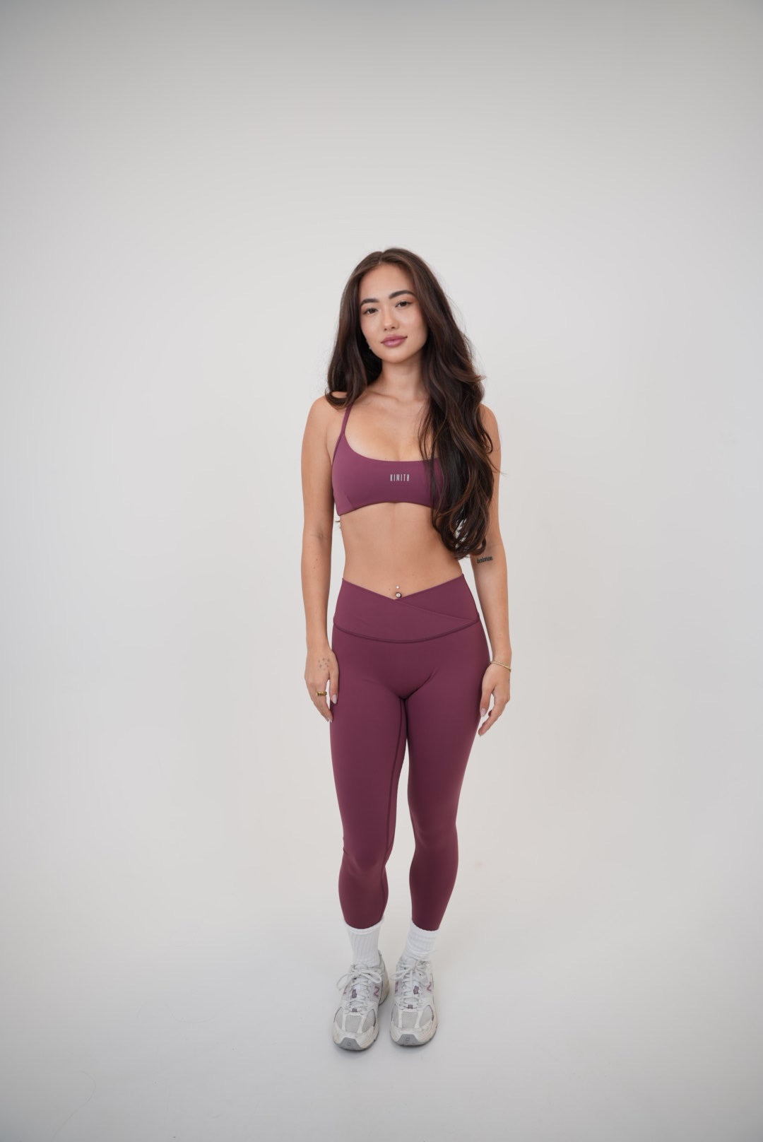 KIMITH BRAND My Time Is Divine Plum Cross-Back Butter Soft Bra — in-use photo