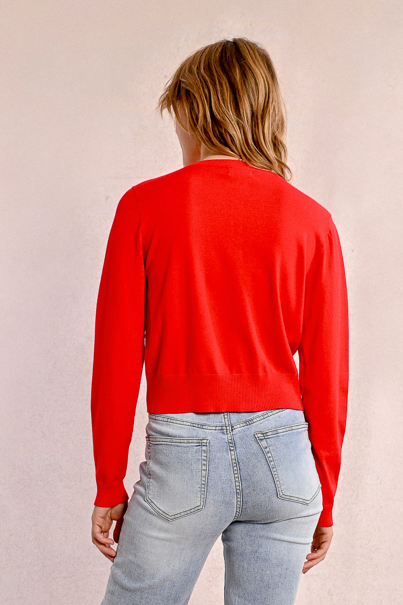 KADOU BOUTIQUE Heart Button Cardigan — lifestyle context